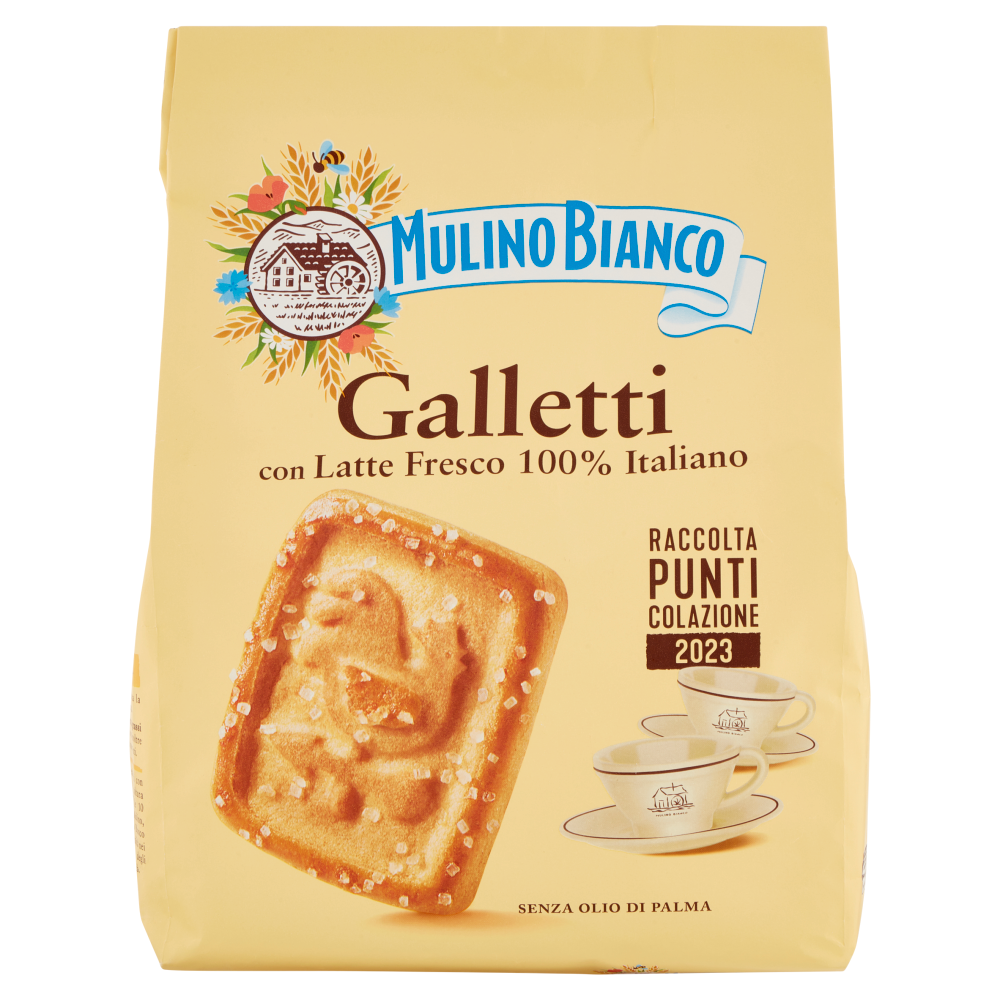 Mulino Bianco Galletti Biscuits 350g – Italian Shortbread Cookies with Milk UK