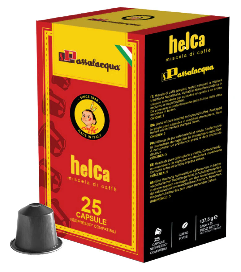 Passalacqua Helca Coffee Capsules (25 Pack) – Nespresso® Compatible | Rich Neapolitan Blend