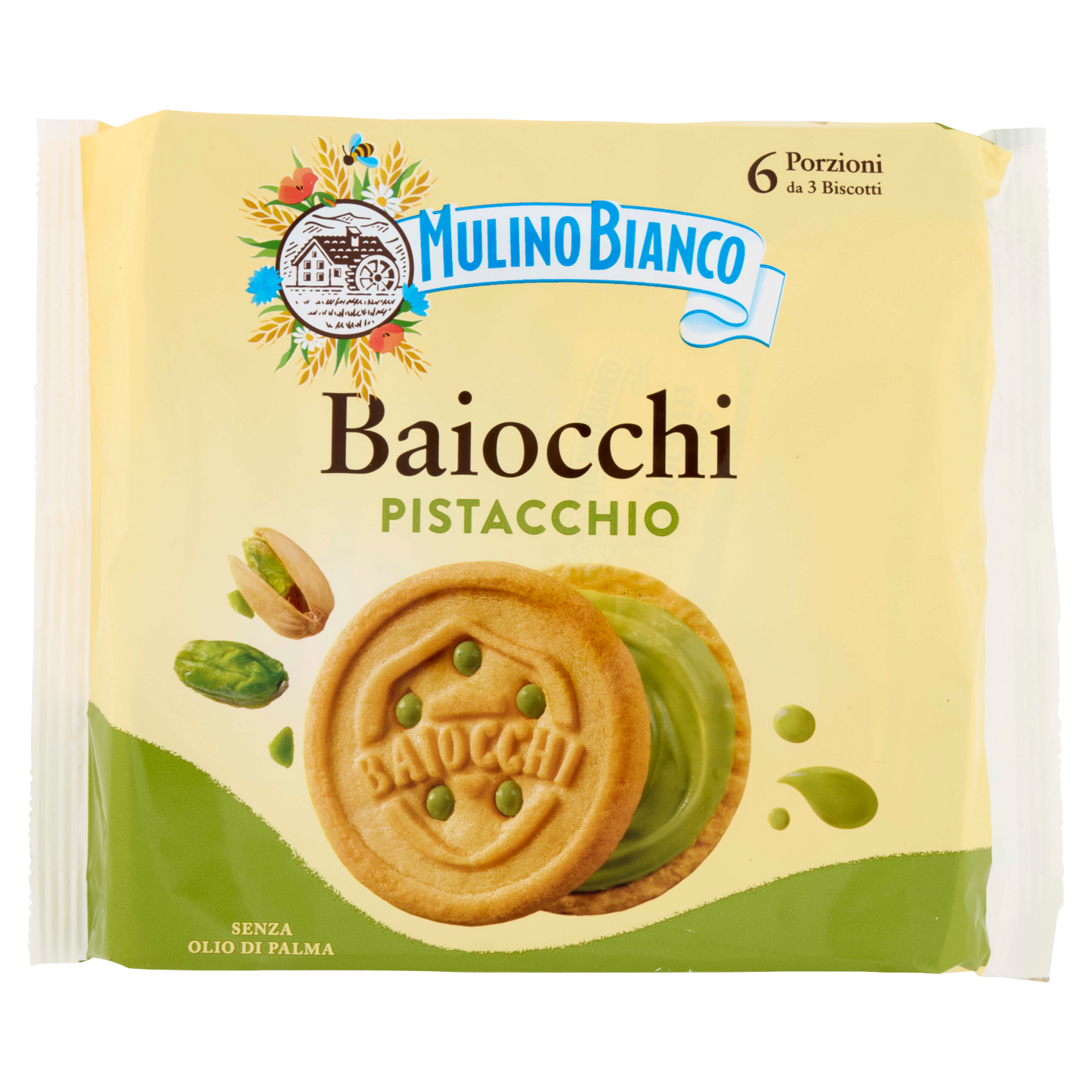 Mulino Bianco Baiocchi Pistachio Biscuits Multipack – Italian Sandwich Cookies UK
