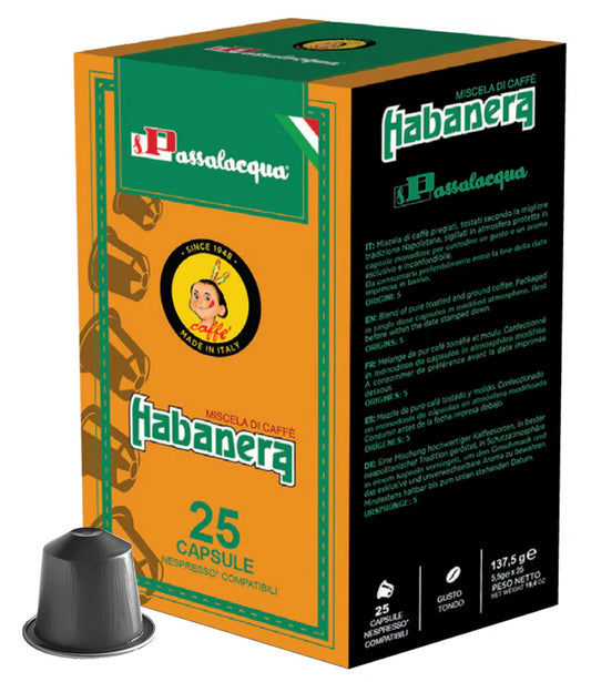 Passalacqua Habanera Coffee Capsules (25 Pack) – Nespresso® Compatible | Premium Neapolitan Blend
