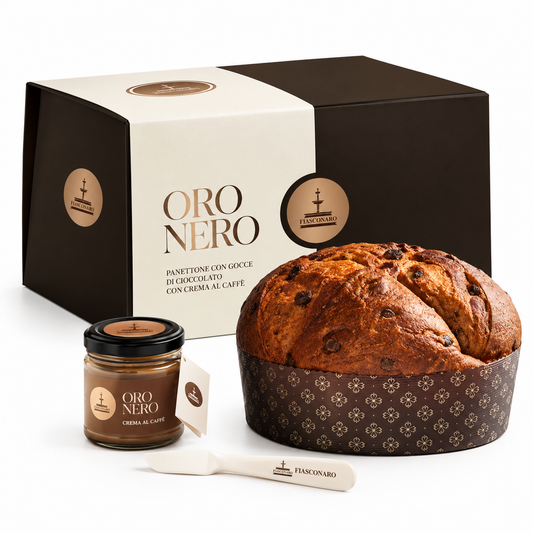 Fiasconaro Oro Nero Panettone 1kg – Chocolate & Coffee Cream Gift Set