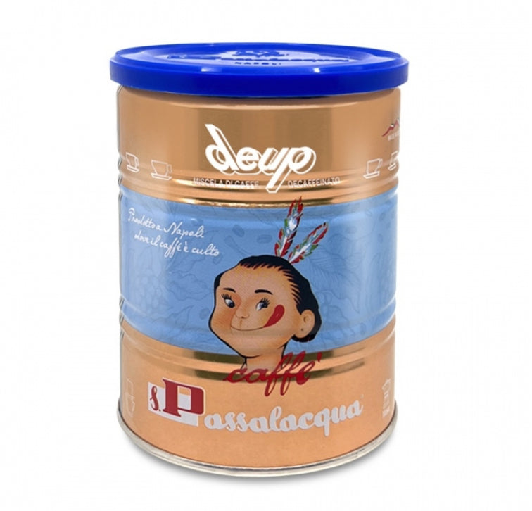 Passalaqua Decaffeinato Ground Coffee – 250 g Tin | Italian Decaf Espresso from Naples