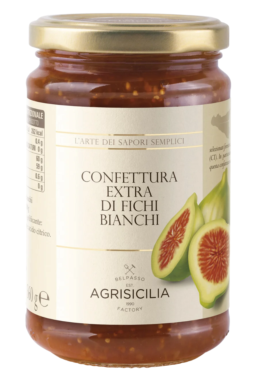 Agrisicilia White Fig Extra Jam – Sicilian Premium Fruit Preserve (360g)